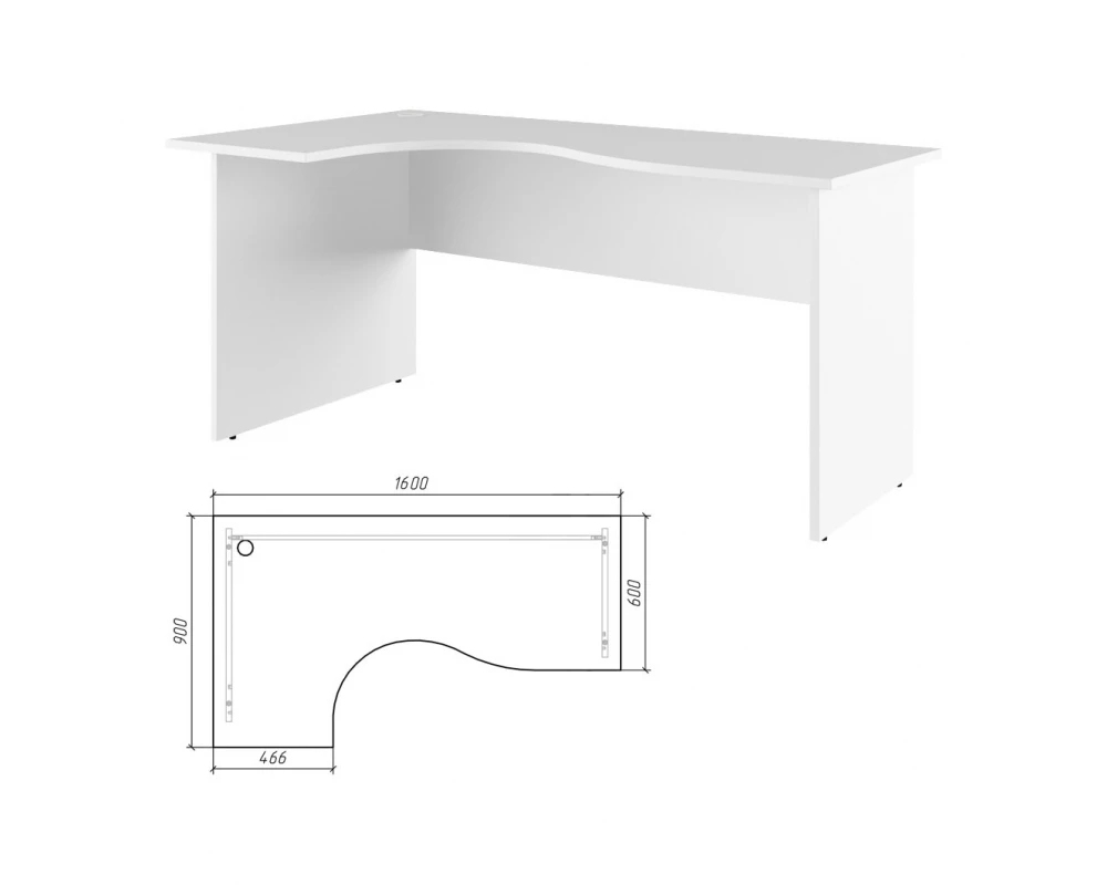 Стол эргономичный левый 160 Trend Белый