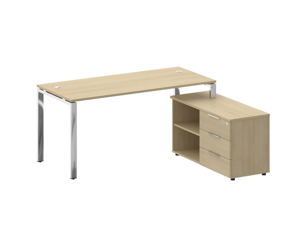 Стол рабочий руководителя с опорной тумбой правый 1700x1520x750 Metal System Direct