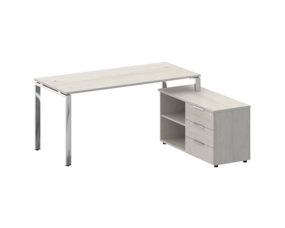 Стол рабочий руководителя с опорной тумбой правый 1700x1520x750 Metal System Direct