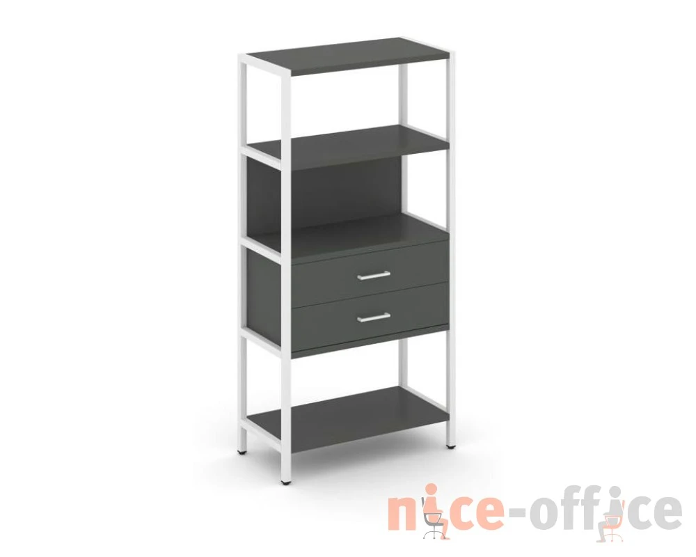 Односекционный стеллаж четырехярусный с ящиками 810х400х1613 Шелф Систем / Shelf System