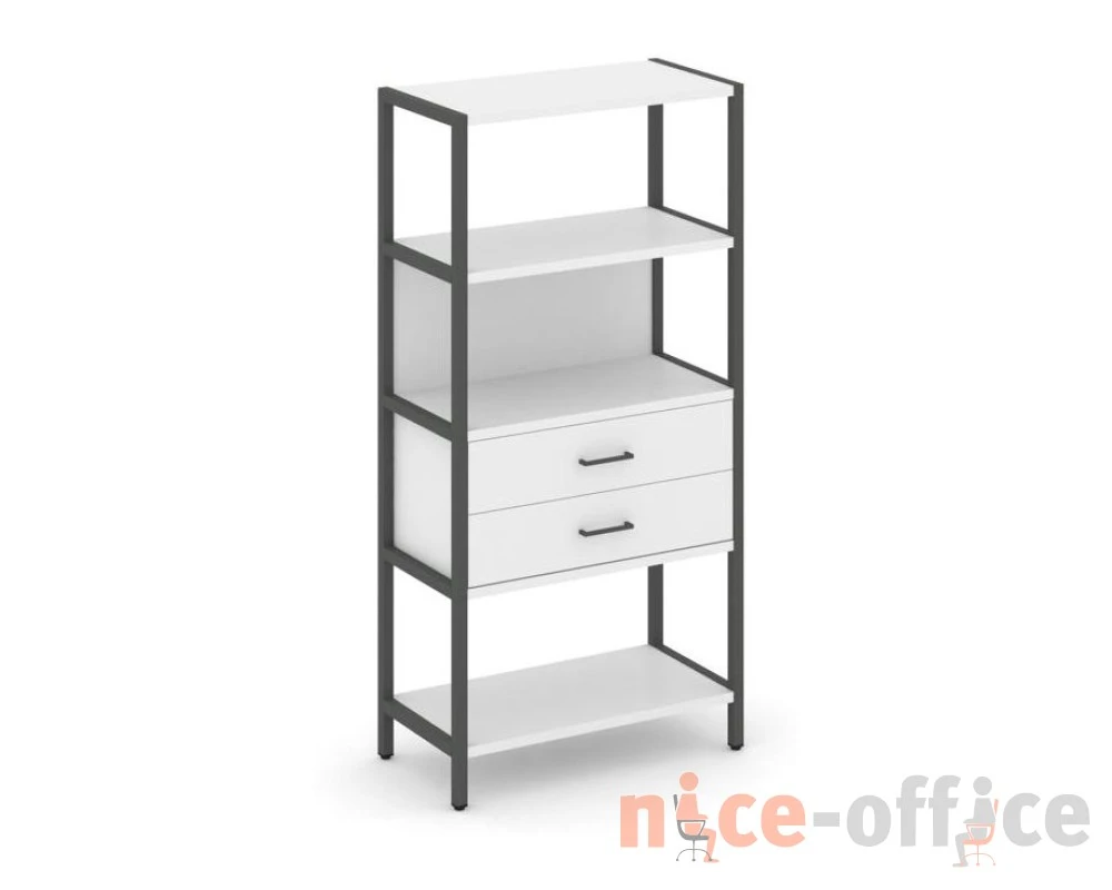 Односекционный стеллаж четырехярусный с ящиками 810х400х1613 Шелф Систем / Shelf System