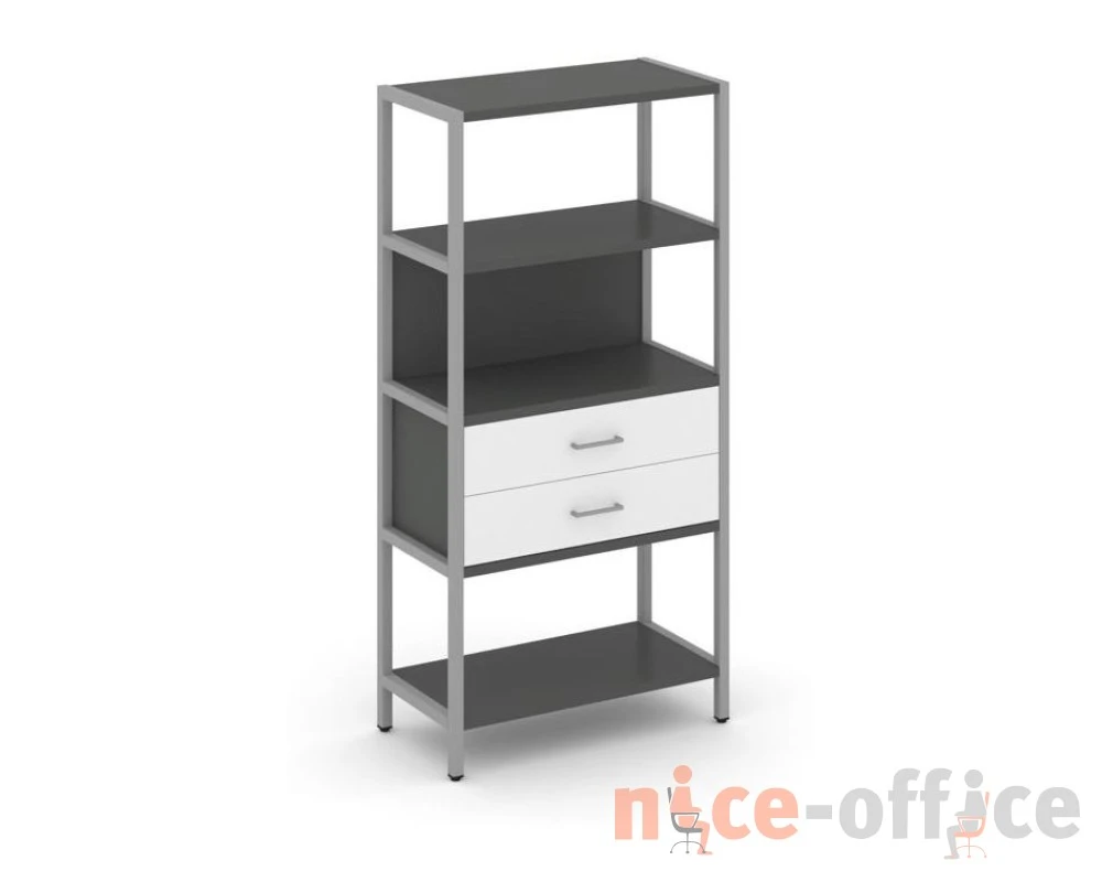 Односекционный стеллаж четырехярусный с ящиками 810х400х1613 Шелф Систем / Shelf System