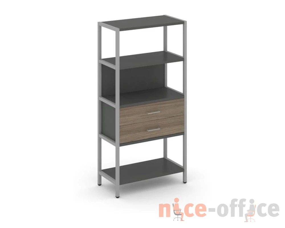 Односекционный стеллаж четырехярусный с ящиками 810х400х1613 Шелф Систем / Shelf System