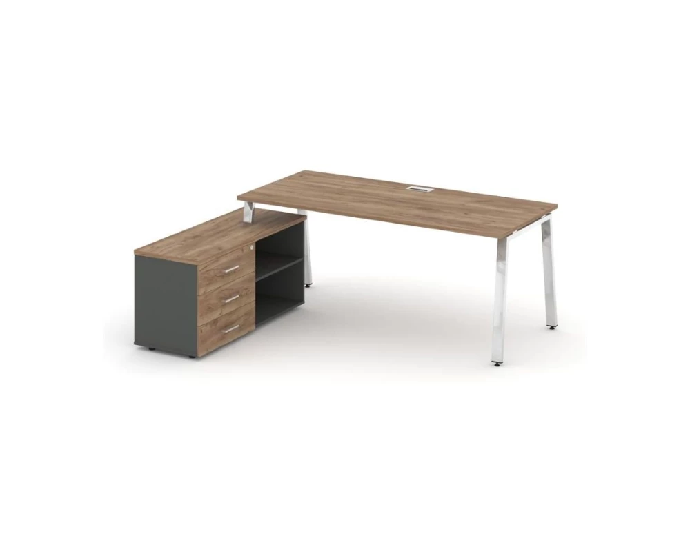 Стол письменный с греденцией левой на А-образном каркасе 1380x700x750 Style Project Direct Lux