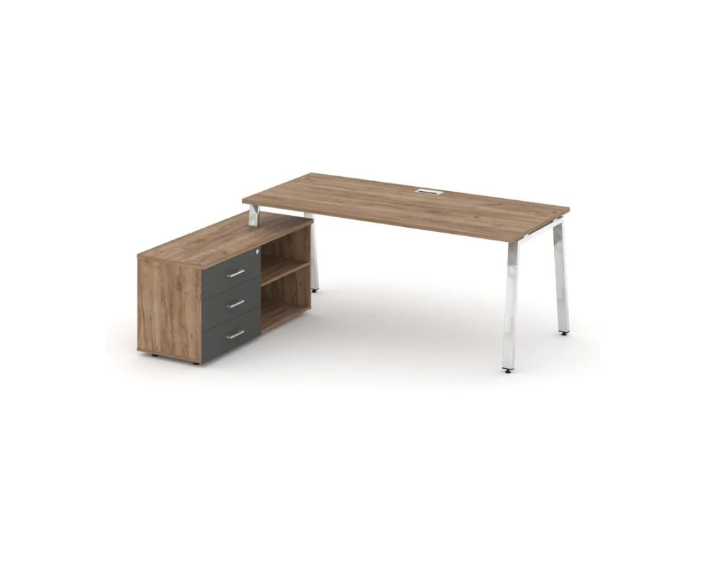 Стол письменный с греденцией левой на А-образном каркасе 1580x800x750 Style Project Direct Lux