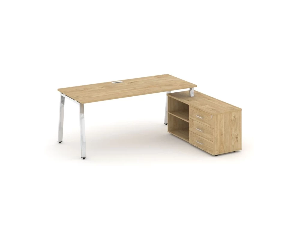 Стол письменный с греденцией правой на А-образном каркасе 1380x800x750 Style Project Direct Lux
