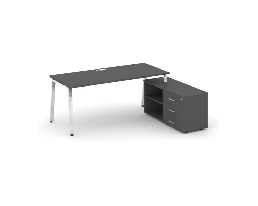 Стол письменный с греденцией правой на А-образном каркасе 1580x800x750 Style Project Direct Lux