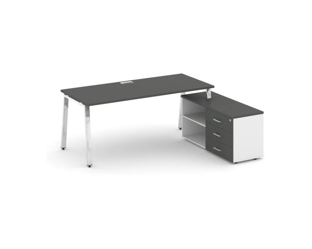 Стол письменный с греденцией правой на А-образном каркасе 1580x800x750 Style Project Direct Lux