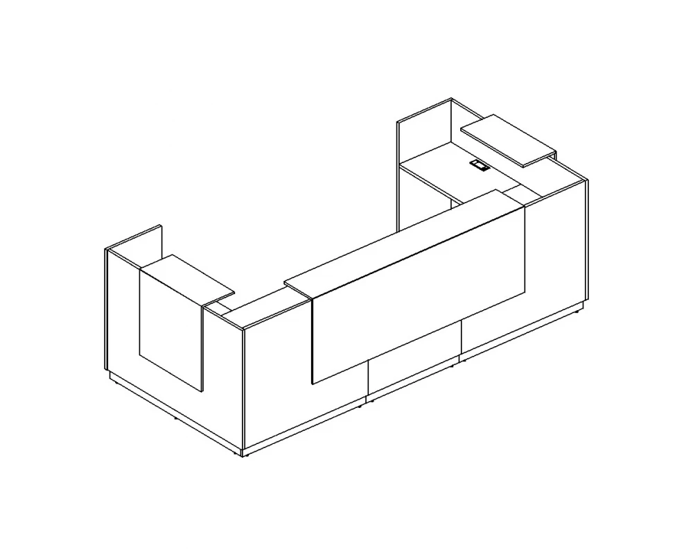 Стойка ресепшн П-образная (полки высокие) A4