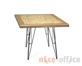 Стол SHT-TU10/ 70/70 ДУБ/OSB Черный муар/Прозрачный лак images
